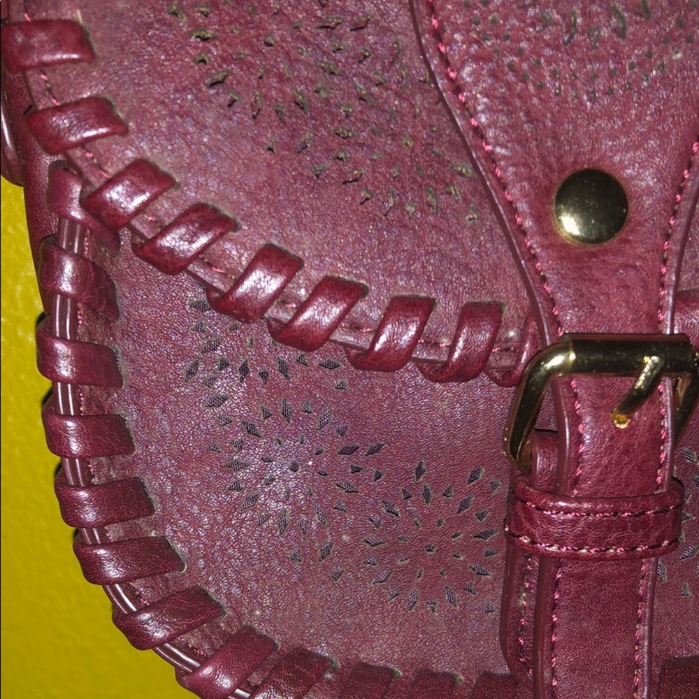 Maroon Faux Leather Crossbody Bag - Picture 3 of 6
